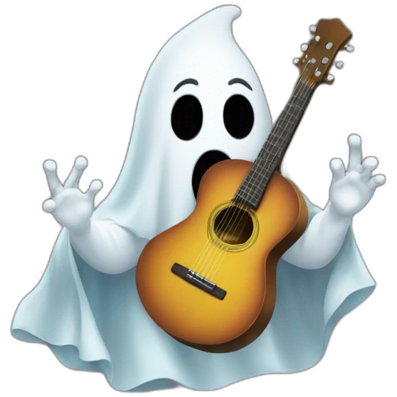 A ghost playing music with instrument  emoji