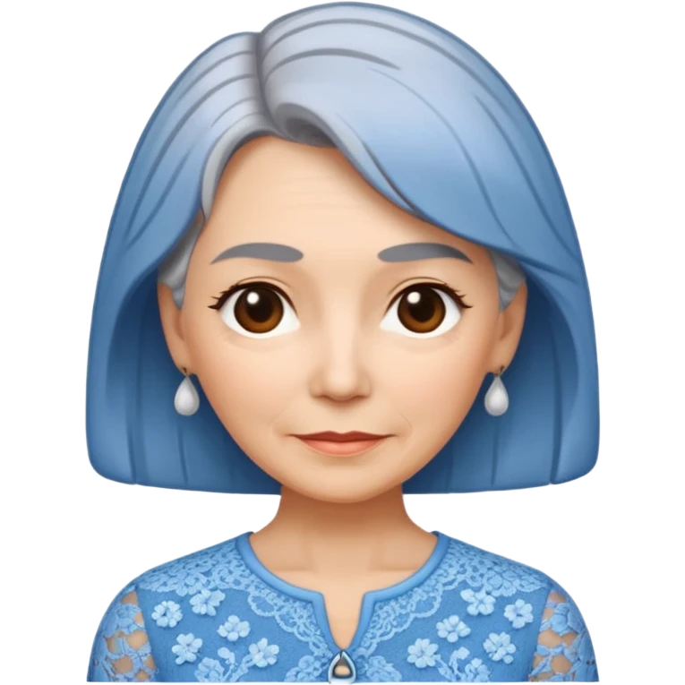 grey haired woman with lace patterned blue top emoji