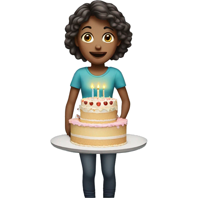 Girl holding birthday cake celebration  emoji