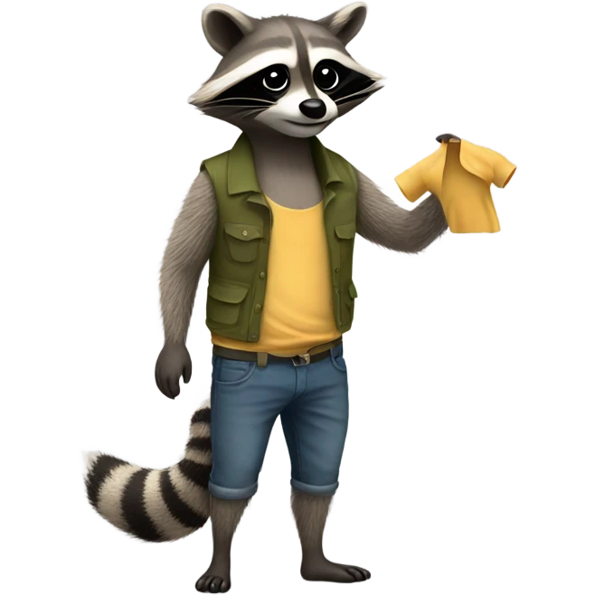 Raccoon with its clothes off and man holding it  emoji