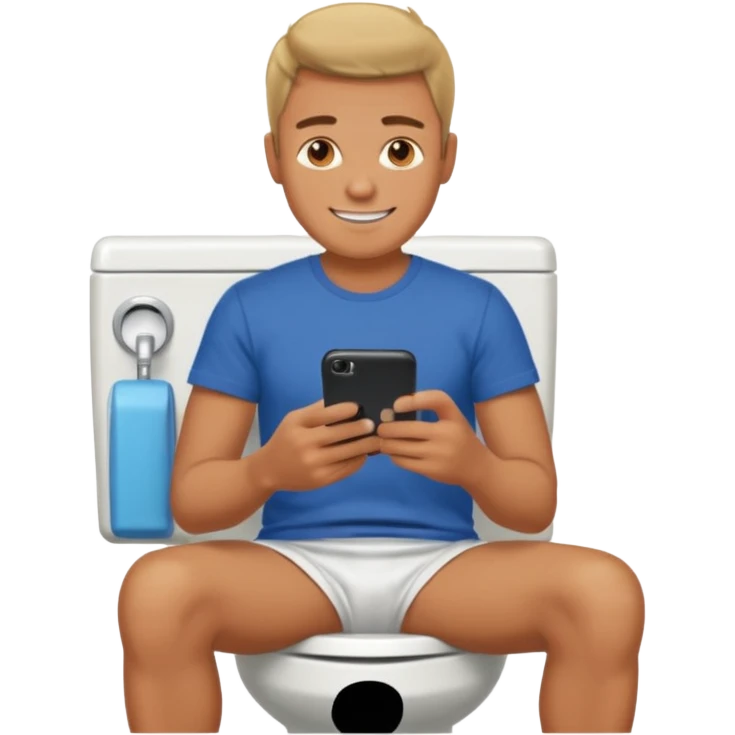 Man on toilet playing on phone emoji