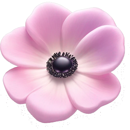Anemone "A pastel pink anemone flower with a glowing dark center, softly shimmering petals, and delicate sparkles floating around." emoji