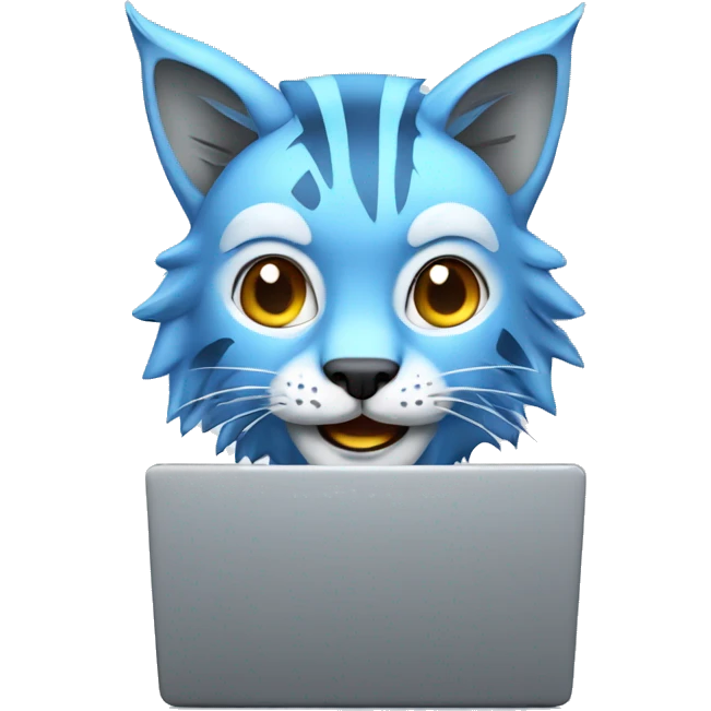 A blue lynx with a laptop emoji