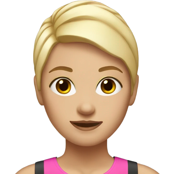 Gym girl with short blonde and pink hair emoji