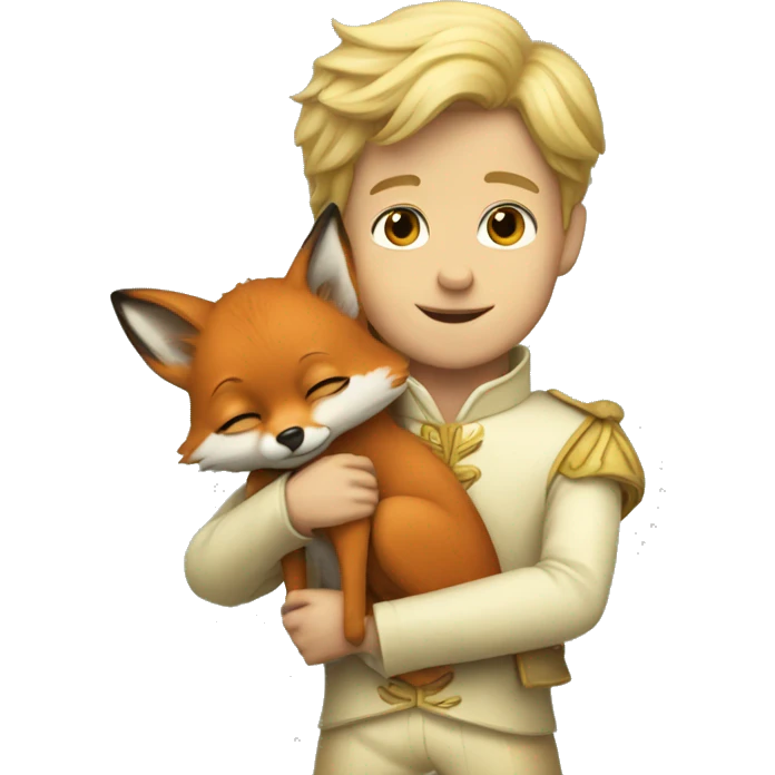 A little prince holds a fox in his arms emoji