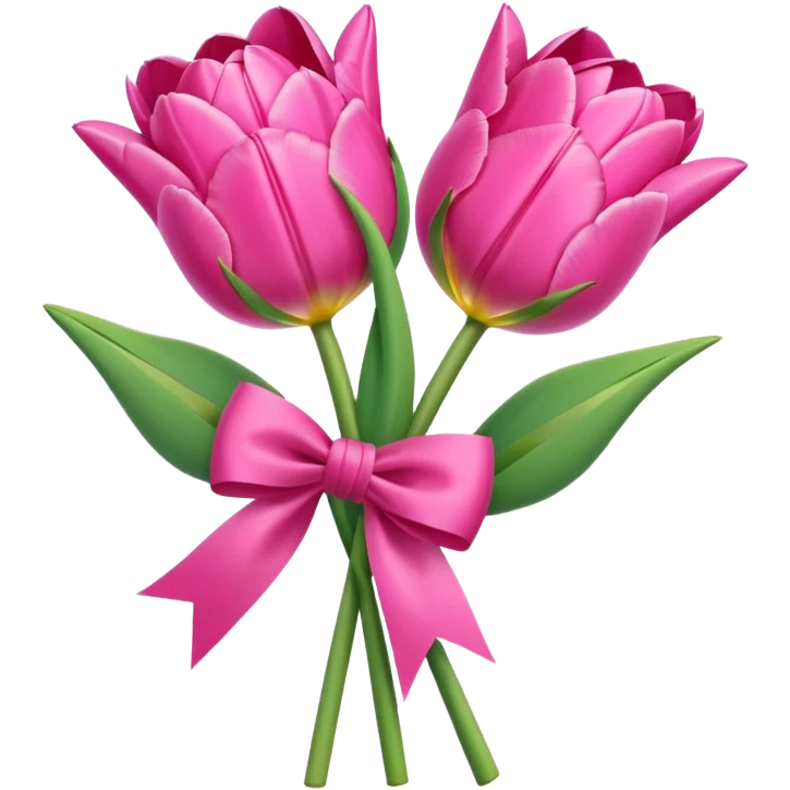 Pink tulips with a bow emoji
