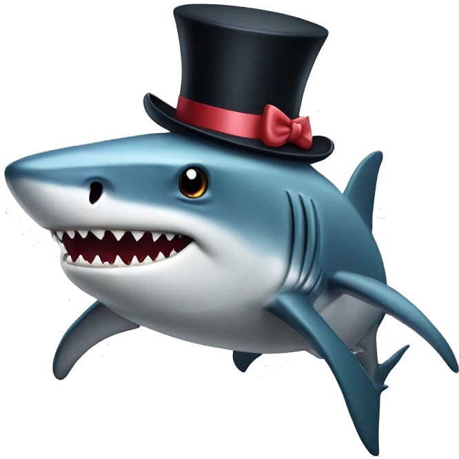 Shark with a top hat emoji