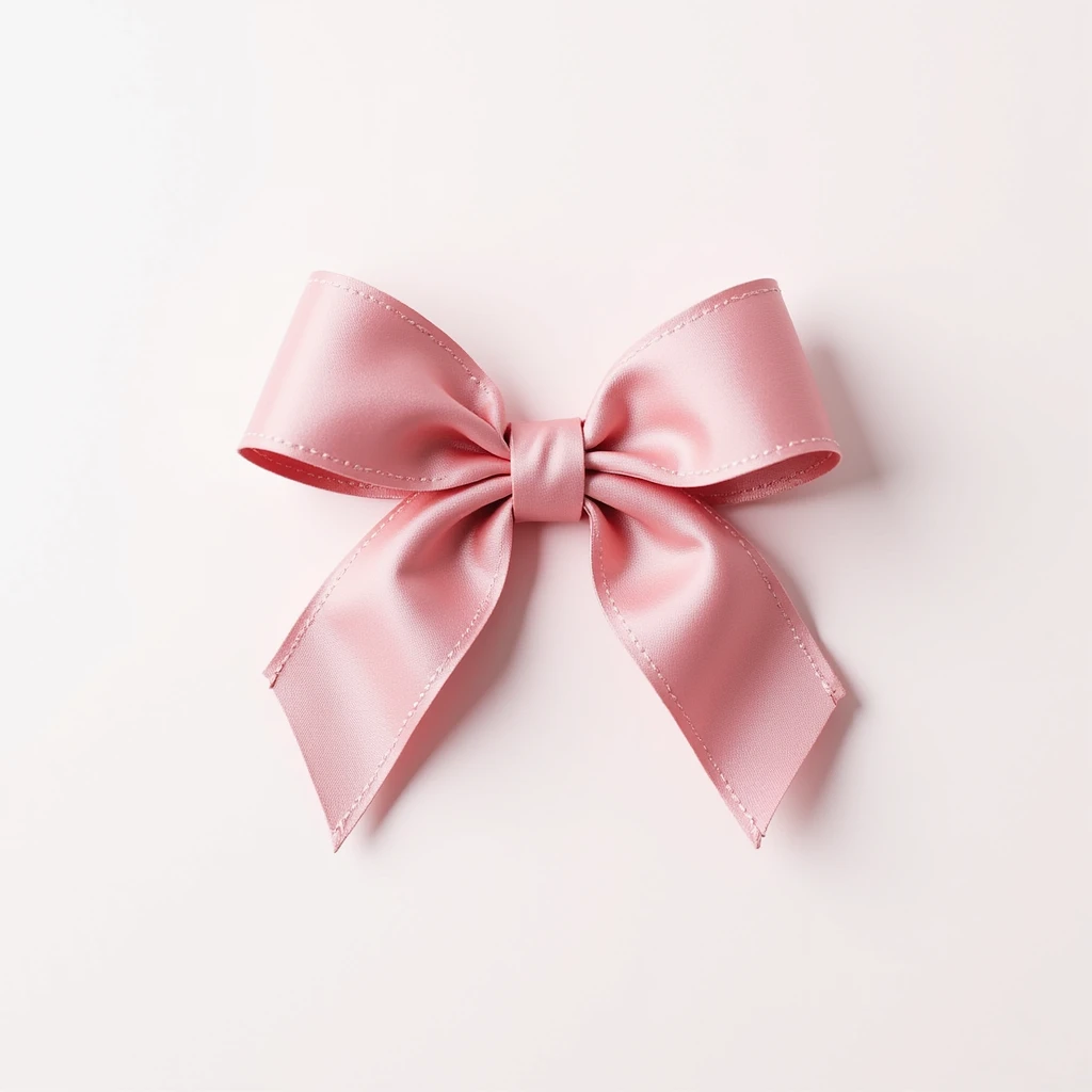 realistic pink bow, delicate ribbon, no face, simple presentation emoji
