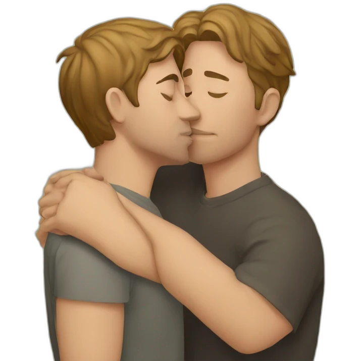 guy kissing another guy accidentally emoji