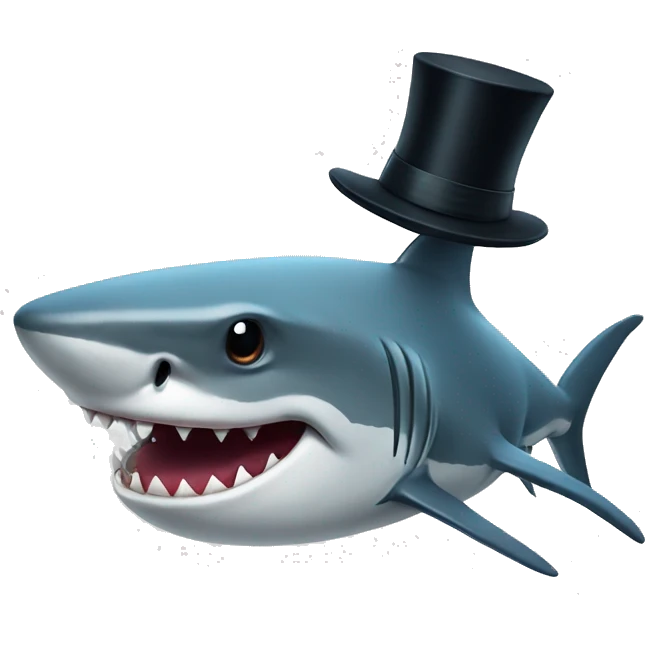Shark with a top hat emoji