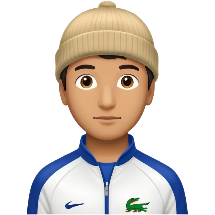 Un homme avec un survet de foot et un bonnet lacoste emoji