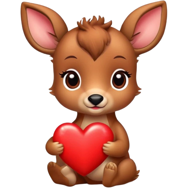 Cute baby deer holding a heart emoji