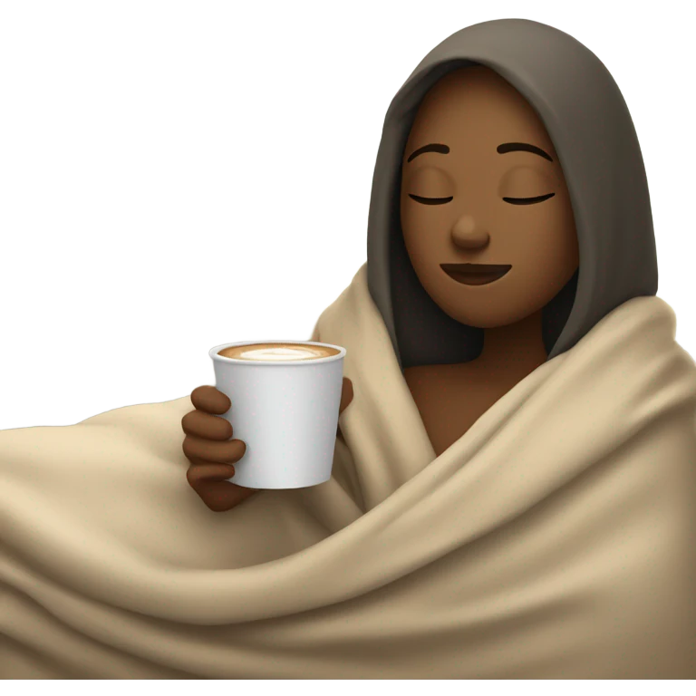 girl inside a blanket sipping coffee eyes closed emoji