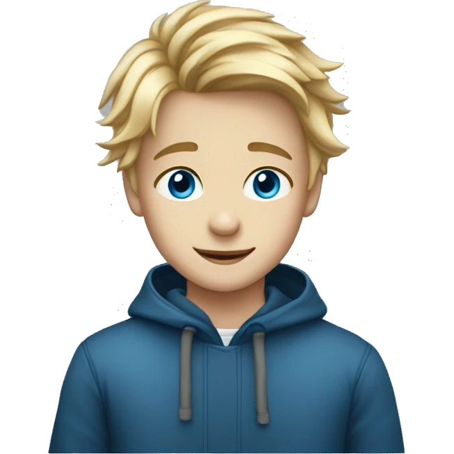 young boy blond hair blue eyes approximatively 17 years emoji