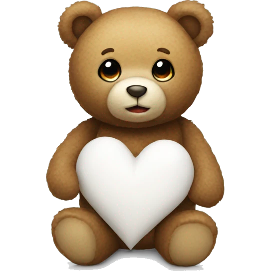 Teddy bear with a white heart emoji