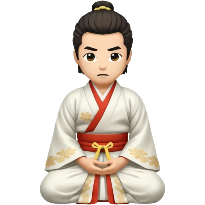 kneeling samurai in white kimono emoji