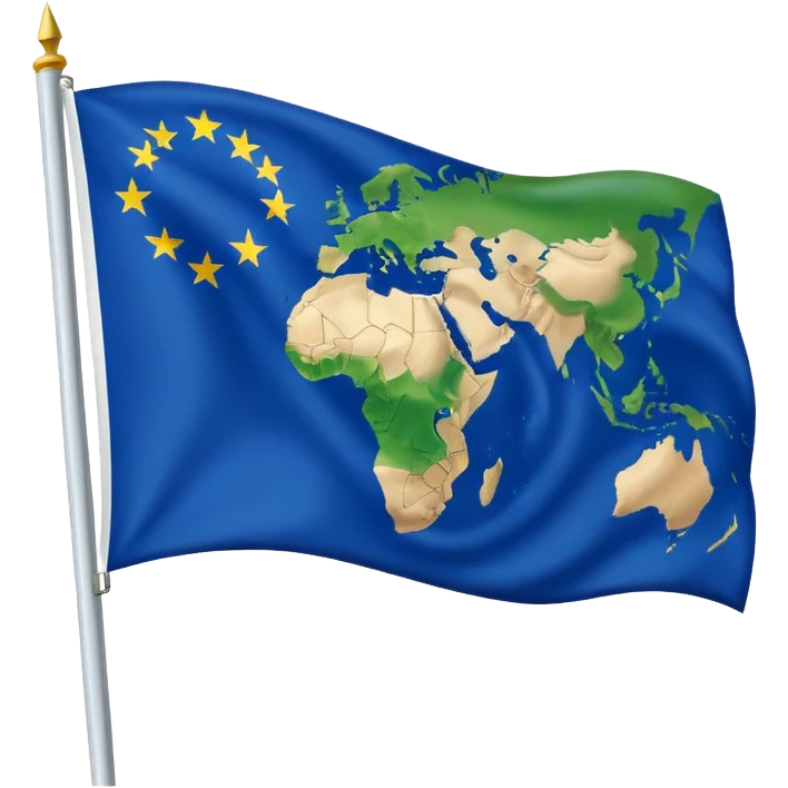 White flag with Europe Africa earth in the middle of the flag emoji