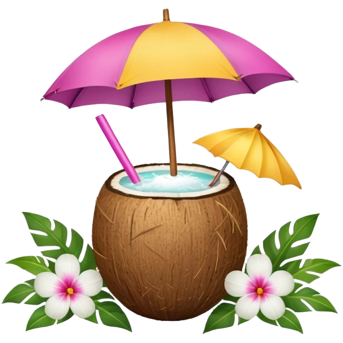 conut drink with flowers emoji