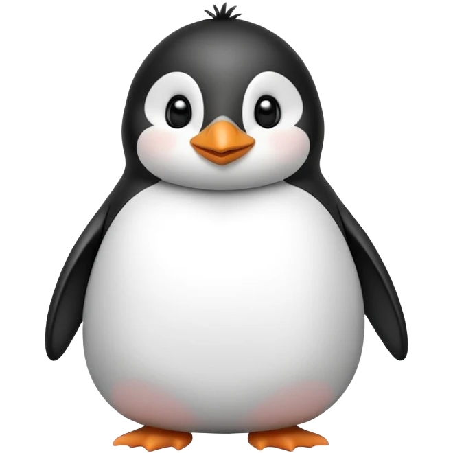 Cute cartoon penguin with a round belly, standing upright emoji