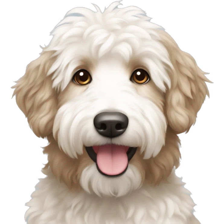 White and beige aussiedoodle emoji