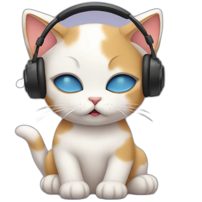 sad kitten listening to music with eyes closed emoji