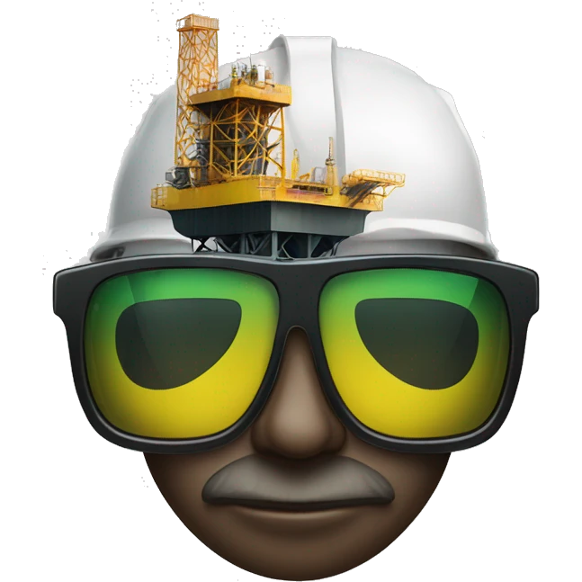 oil rig with hazardous waste and sunglasses emoji