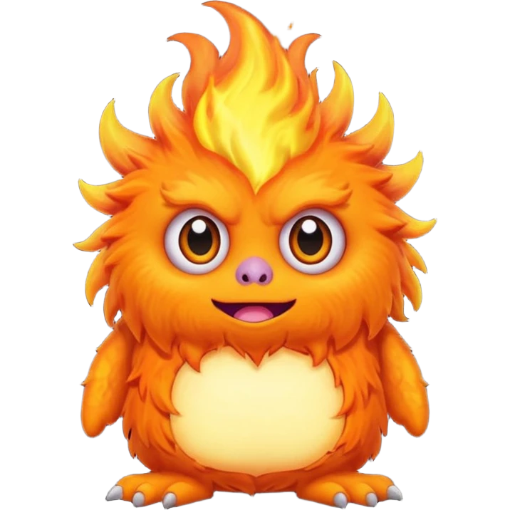 Sleepy cute fluffy flaming monster  emoji