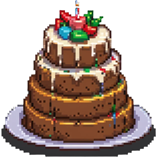 pixel art of a cake with multiple bites taken out of it emoji