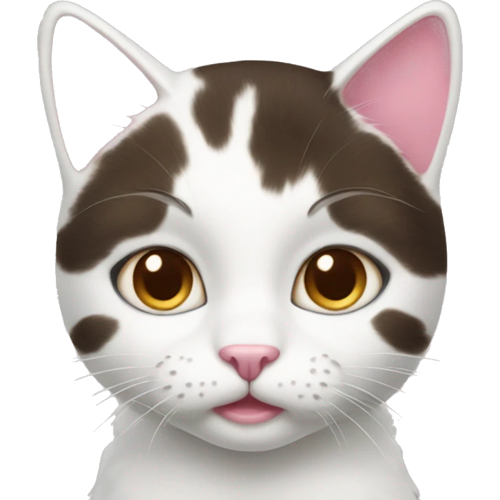 a white cat with brown spots and pink paws emoji