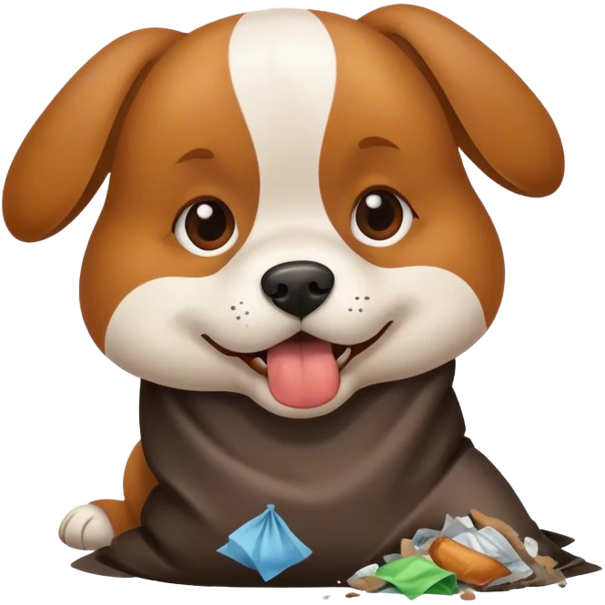un perro comiendose a una basura emoji