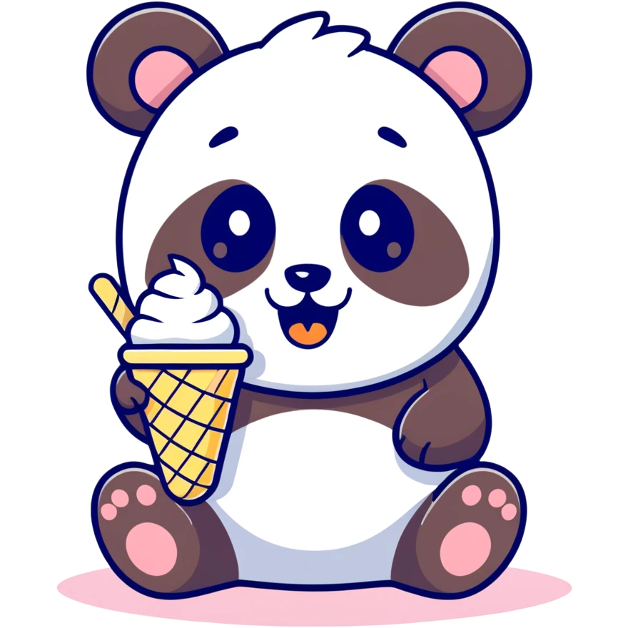 Panda eating ice cream emoji