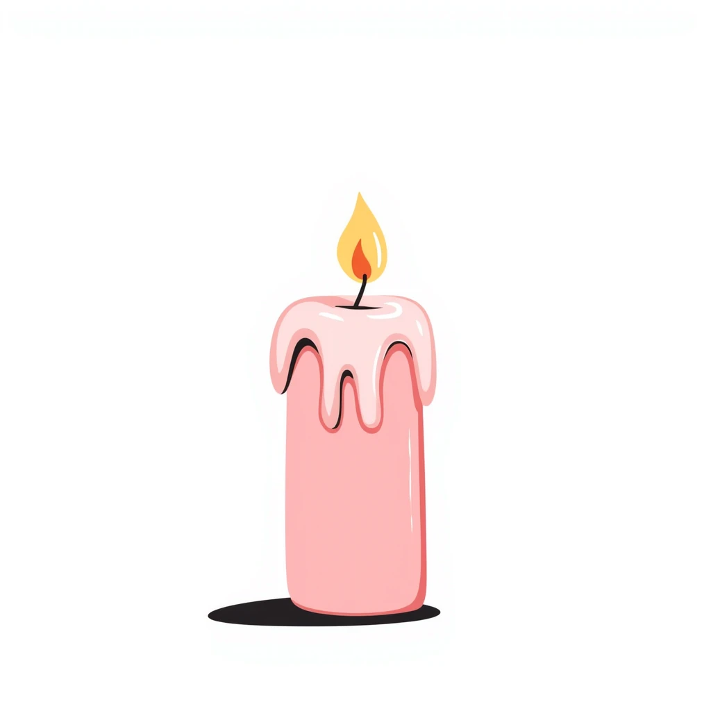 pink pastel candle with hand-drawn look emoji
