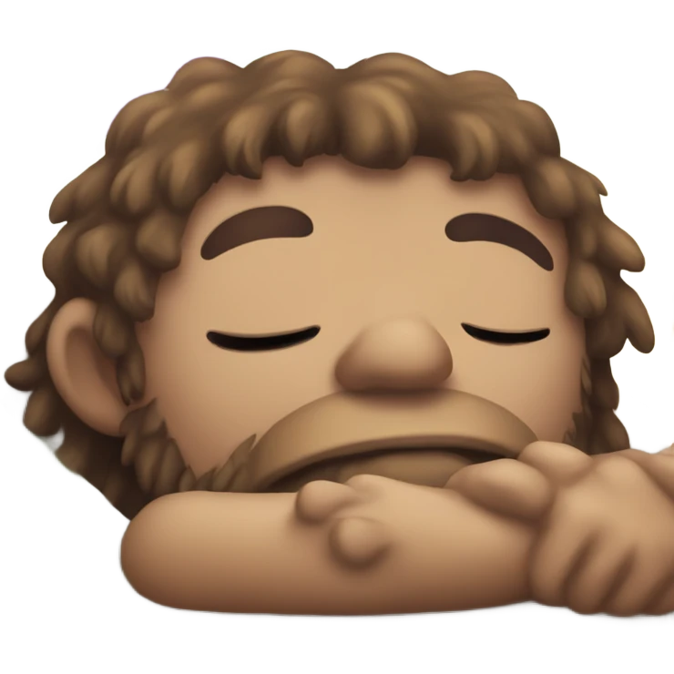 Caveman under rainbow snoozing  emoji