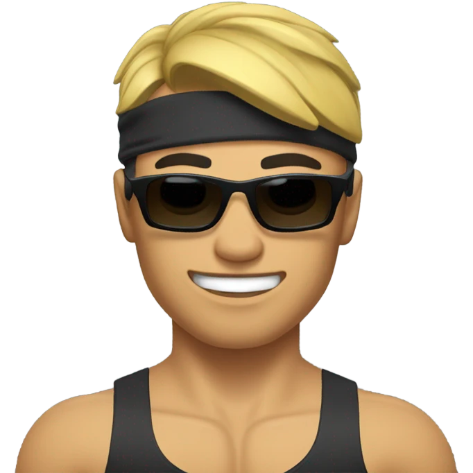 muscular asian personal trainer golden hair with sunglasses emoji