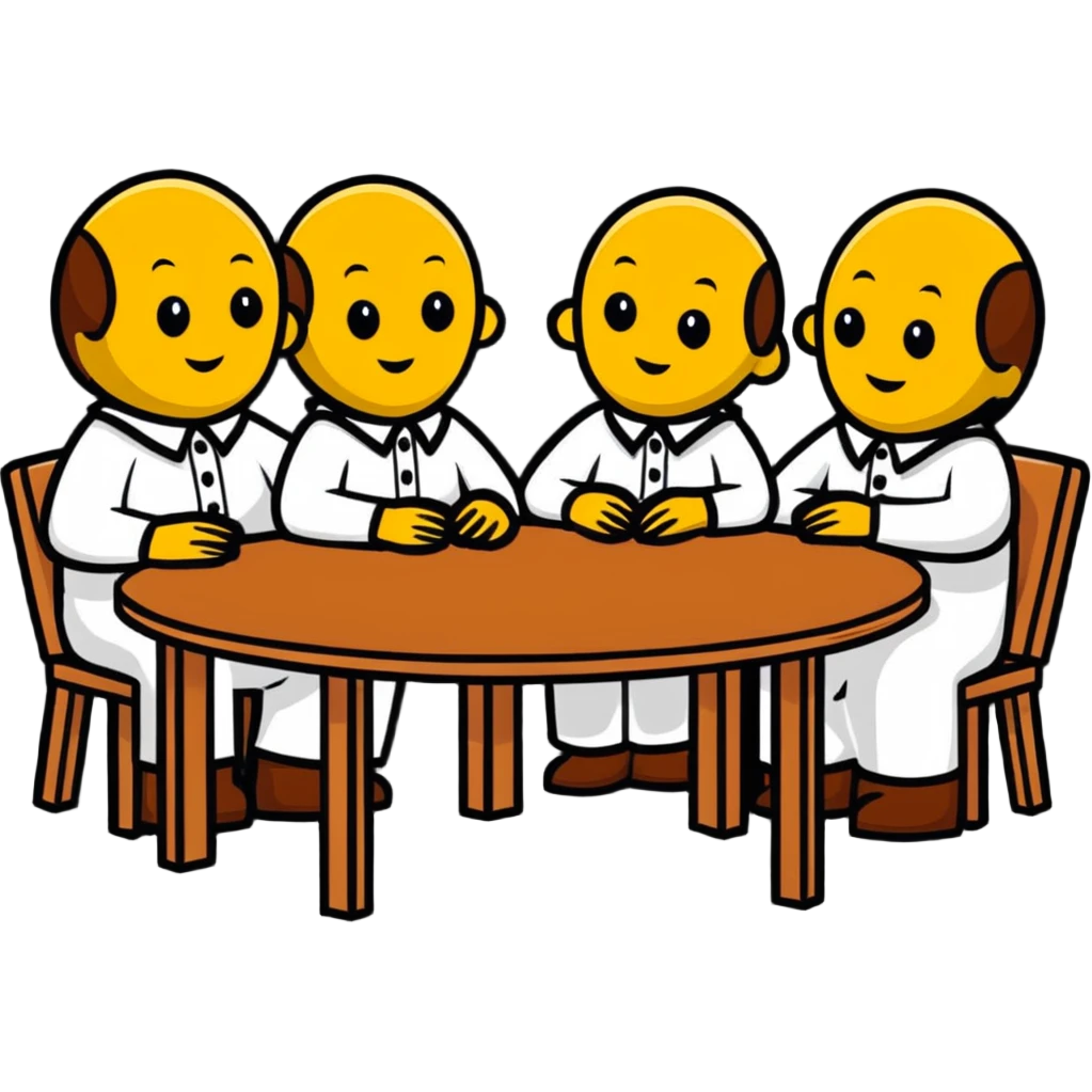 The Three amigos standing around a table emoji