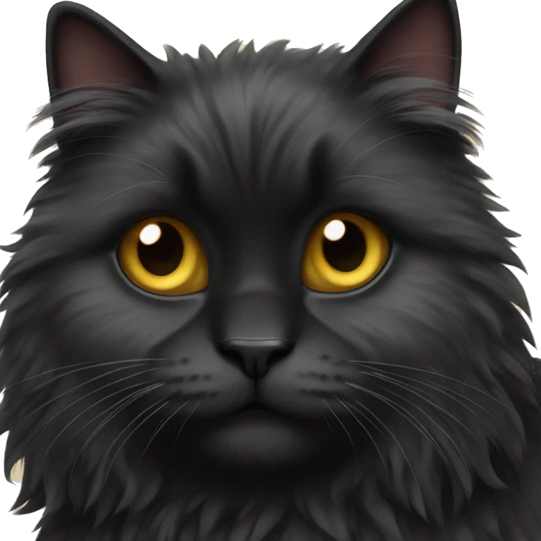 black fluffy cat sitting emoji
