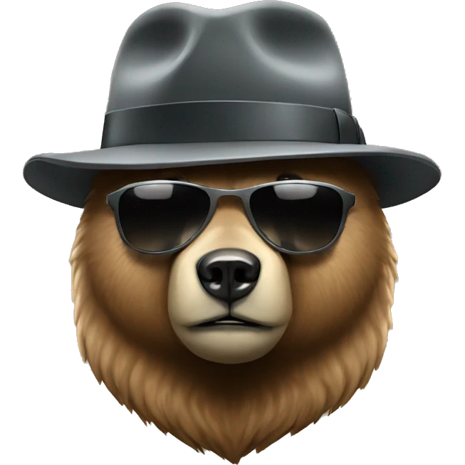 Mafia bear with hat and sunglases emoji