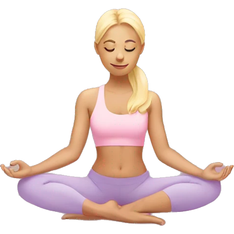 blonde girl doing yoga on a pastel pink yoga mat emoji