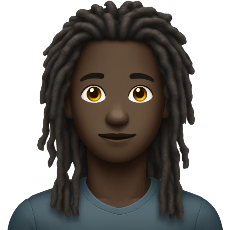 A dark skin boy with a long a big Adam's Apple and 1 centimeter long dreads with a receding hairline emoji