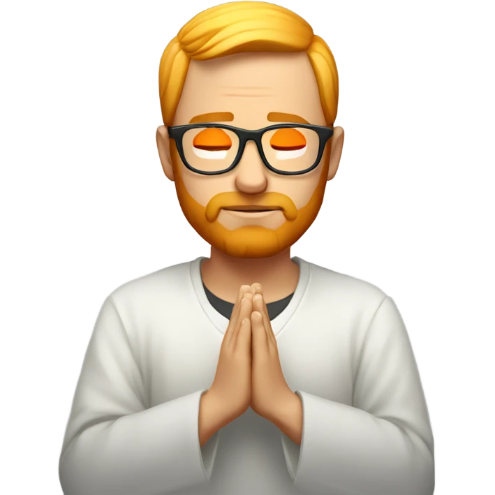 man with orange beard and short blond hair as he praying with orange glasses  emoji