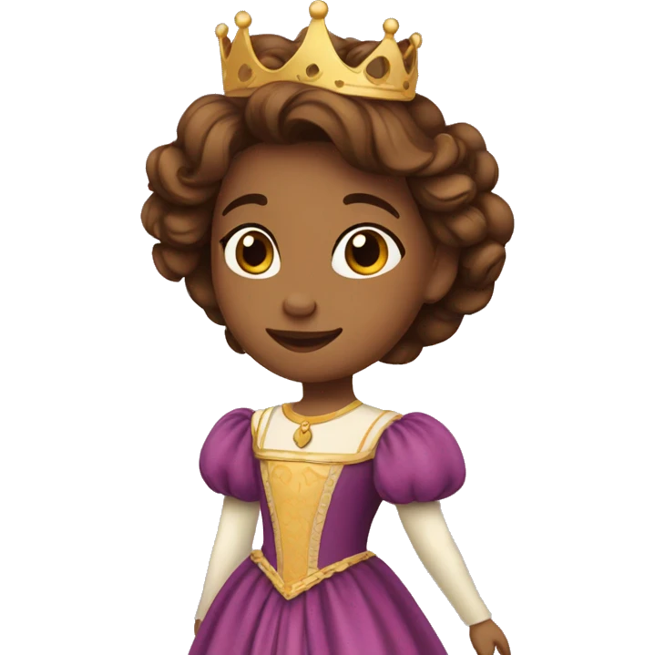 Princesa con pelo marrón riendose emoji