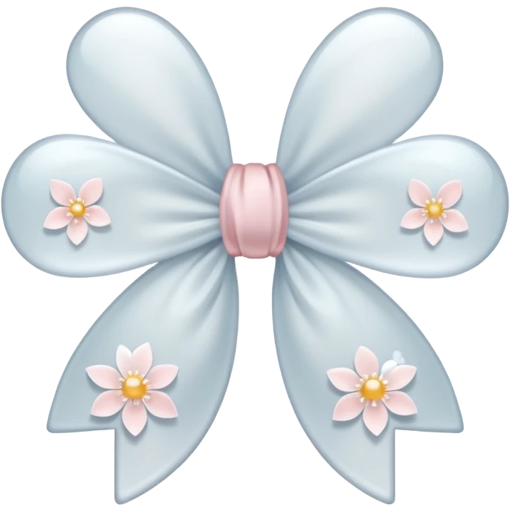 white sakura with a bow and frosted glass effect emoji