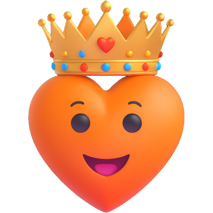 orange heart with a crown, emoji style emoji