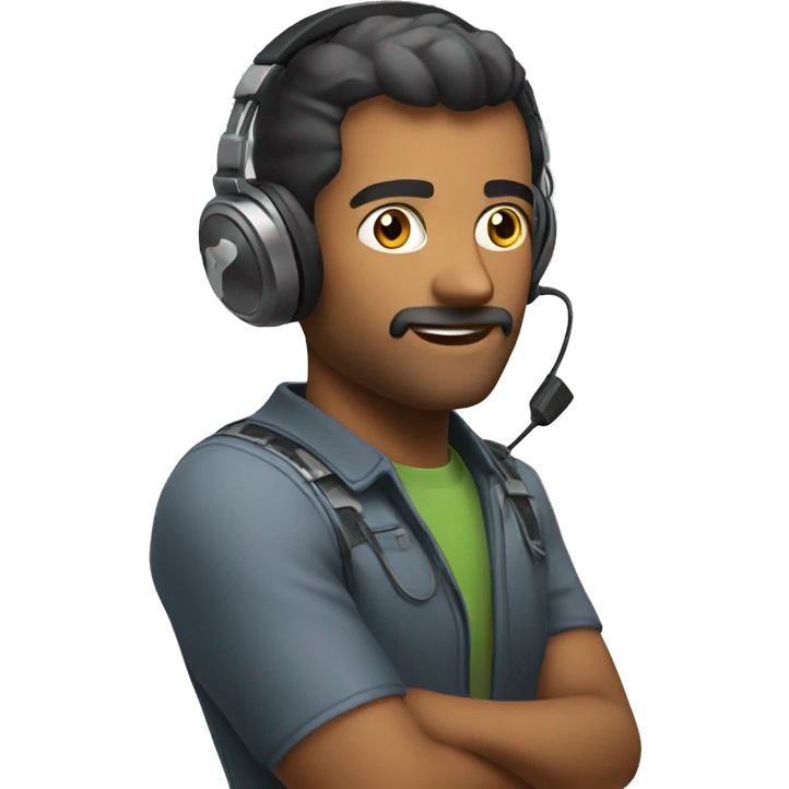 man talk with gaming headset turn in left emoji