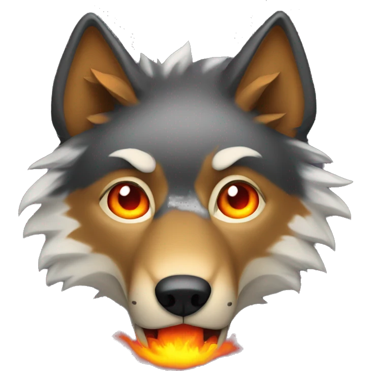 Make a wolf with fire in its eyes emoji