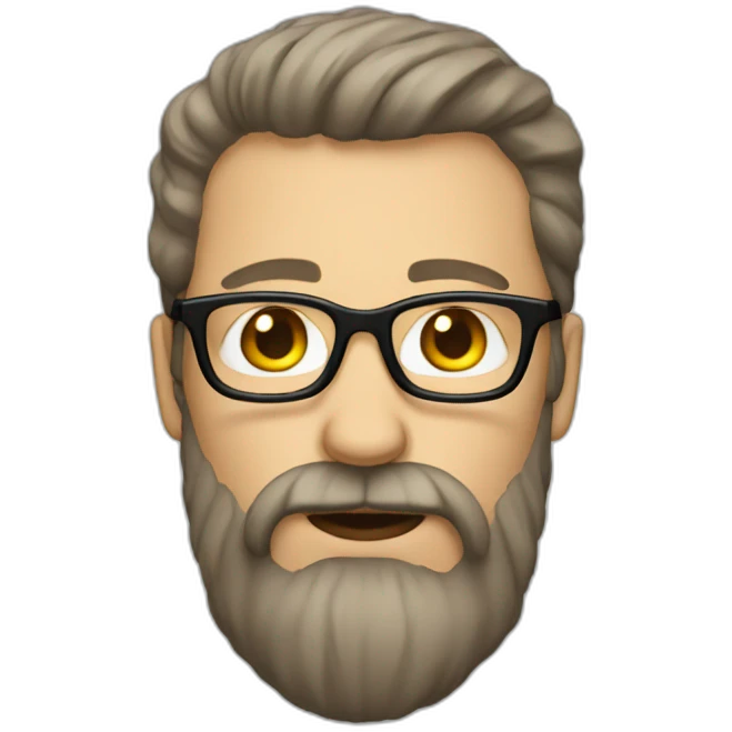 white man with a long beard brown hair and glasses emoji