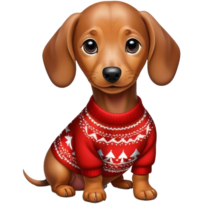 Daschund puppy with Christmas sweater emoji