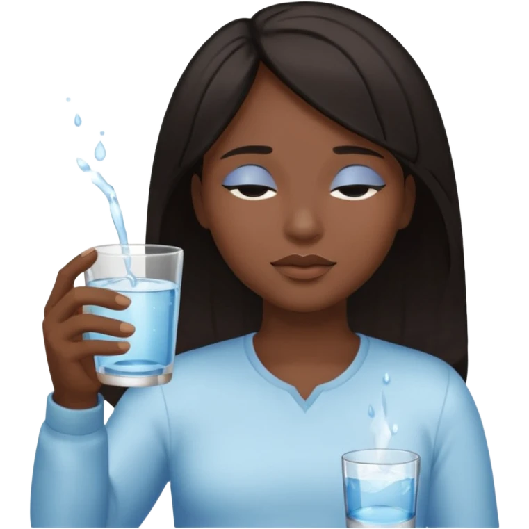 The central figure is an emoji of a person with dark hair, eyes closed, hold a glass but dont show the glass emoji