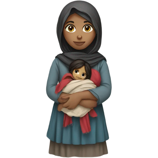 An Afghan girl with a rag doll  emoji