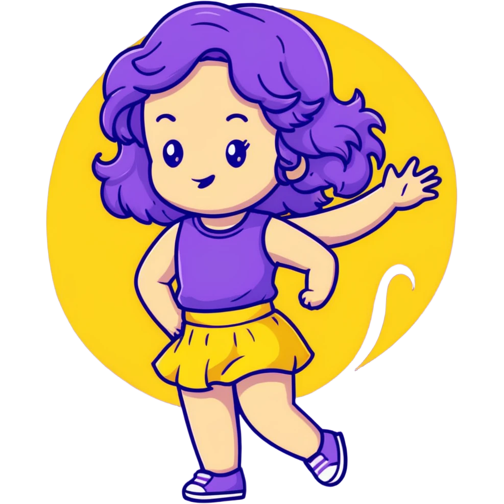 A cute girl with long, wavy purple hair reaching her waist emoji